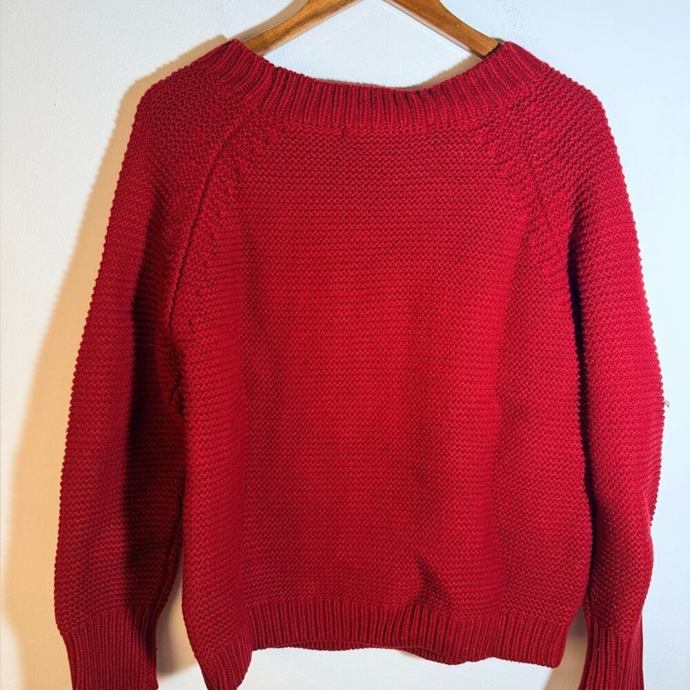 Hazel Vibrant Red Cable Knit Sweater View 3